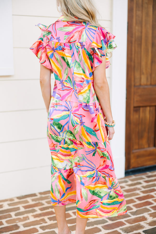 Sunny Summer Day Pink Floral Midi Dress Shop the Mint Sunny Summer Day Pink Floral Midi Dress Shop the Mint