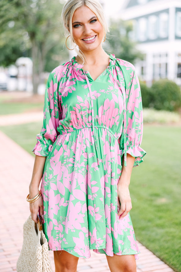 Run To You Green Floral Dress