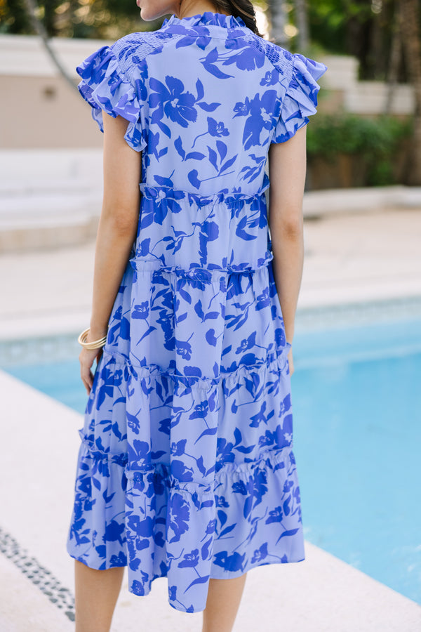 Show You Off Blue Floral Midi Dress