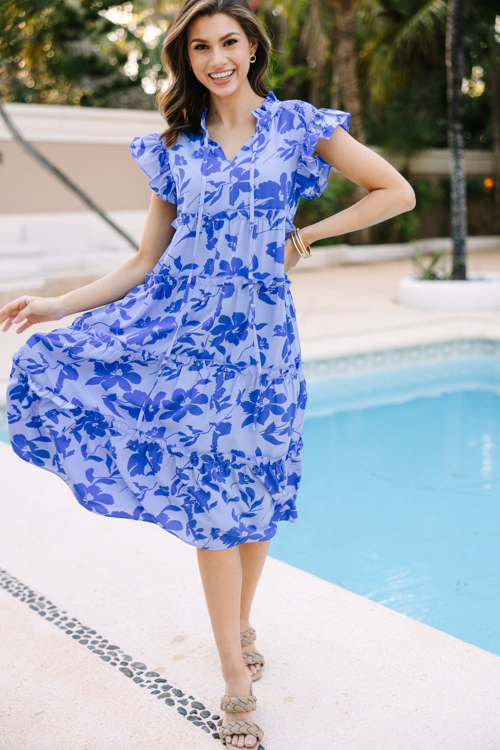 Show You Off Blue Floral Midi Dress – Shop the Mint