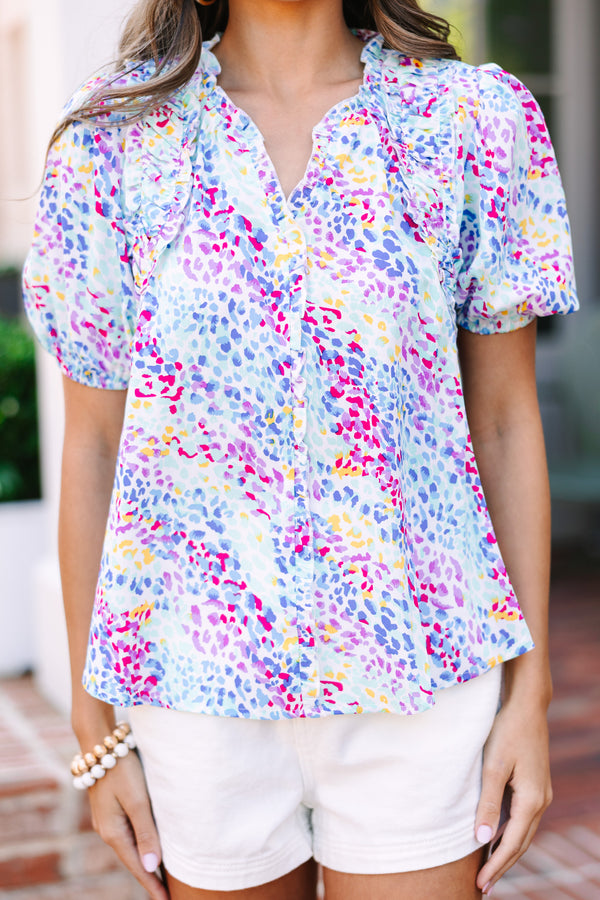 Next Stop Aqua Blue Spotted Blouse – Shop the Mint