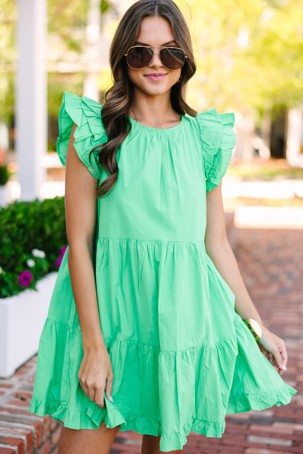 All In A Day Green Apple Babydoll Dress