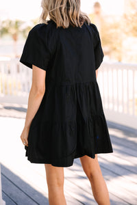 Women's fashion, Black babydoll dress, Short sleeves, 100% Cotton, Versatile style