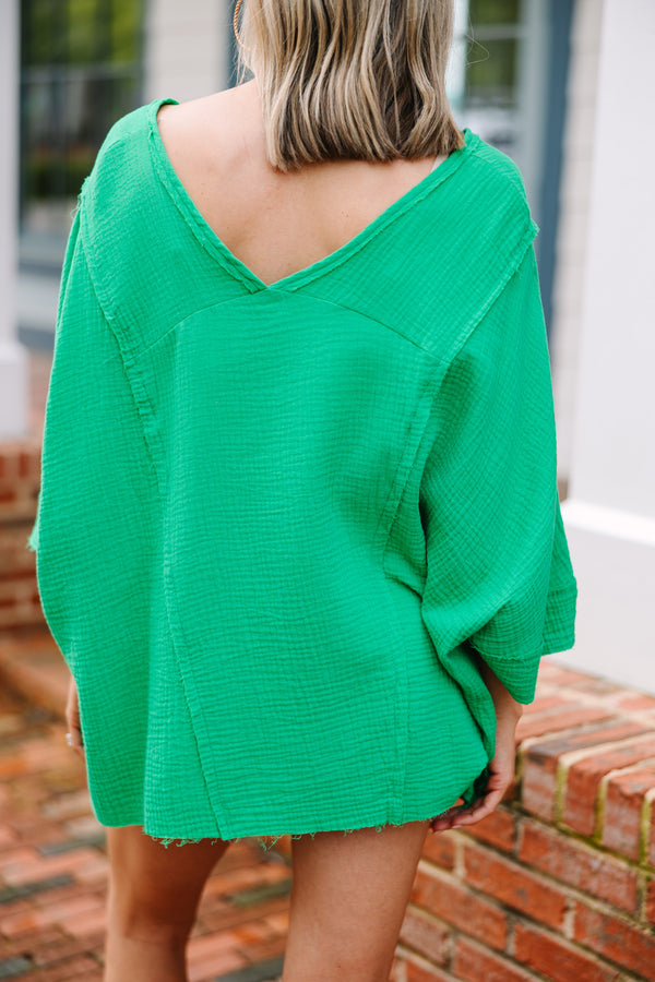 Sunny Side Of Life Kelly Green Gauze Top