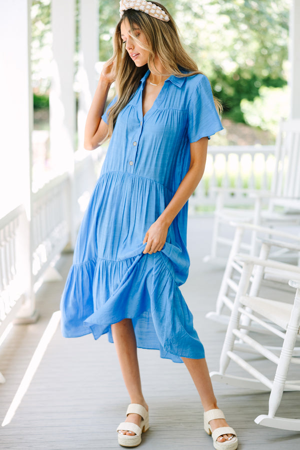 Feel Your Best Crystal Blue Tiered Midi Dress Shop the Mint Feel Your Best Crystal Blue Tiered Midi Dress Shop the Mint