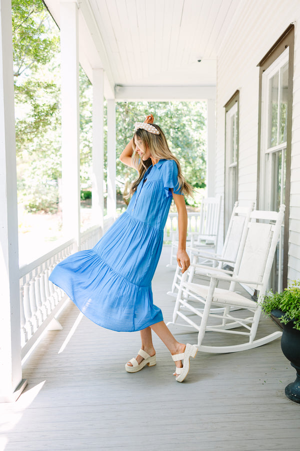 Feel Your Best Crystal Blue Tiered Midi Dress Shop the Mint Feel Your Best Crystal Blue Tiered Midi Dress Shop the Mint