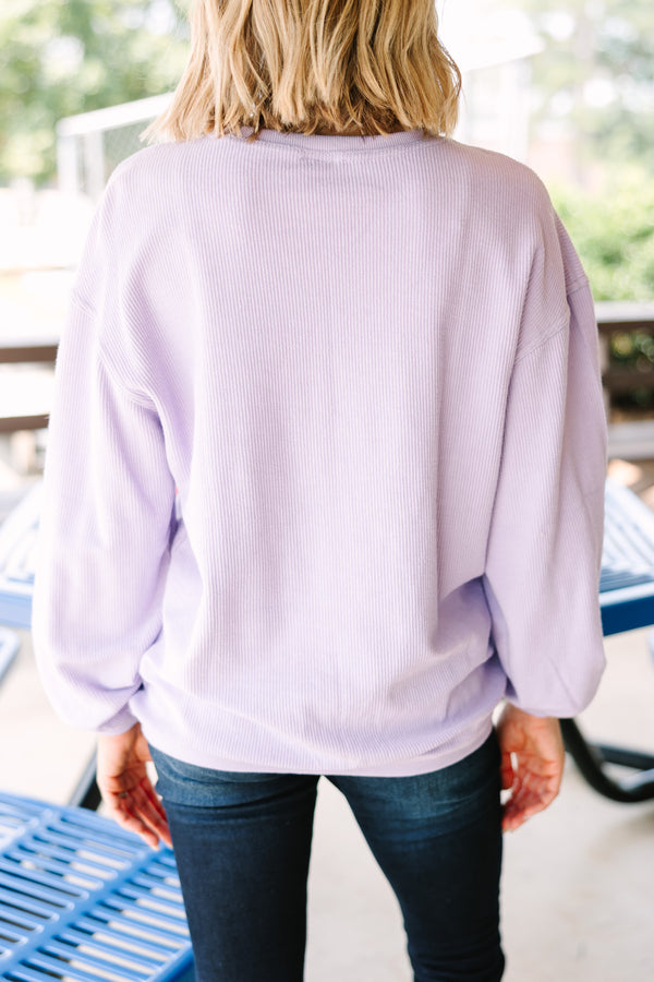 Teach Lilac Purple Corded Embroidered Sweatshirt