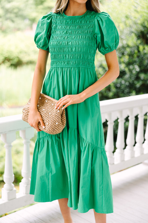 No Limits Green Smocked Midi Dress – Shop the Mint