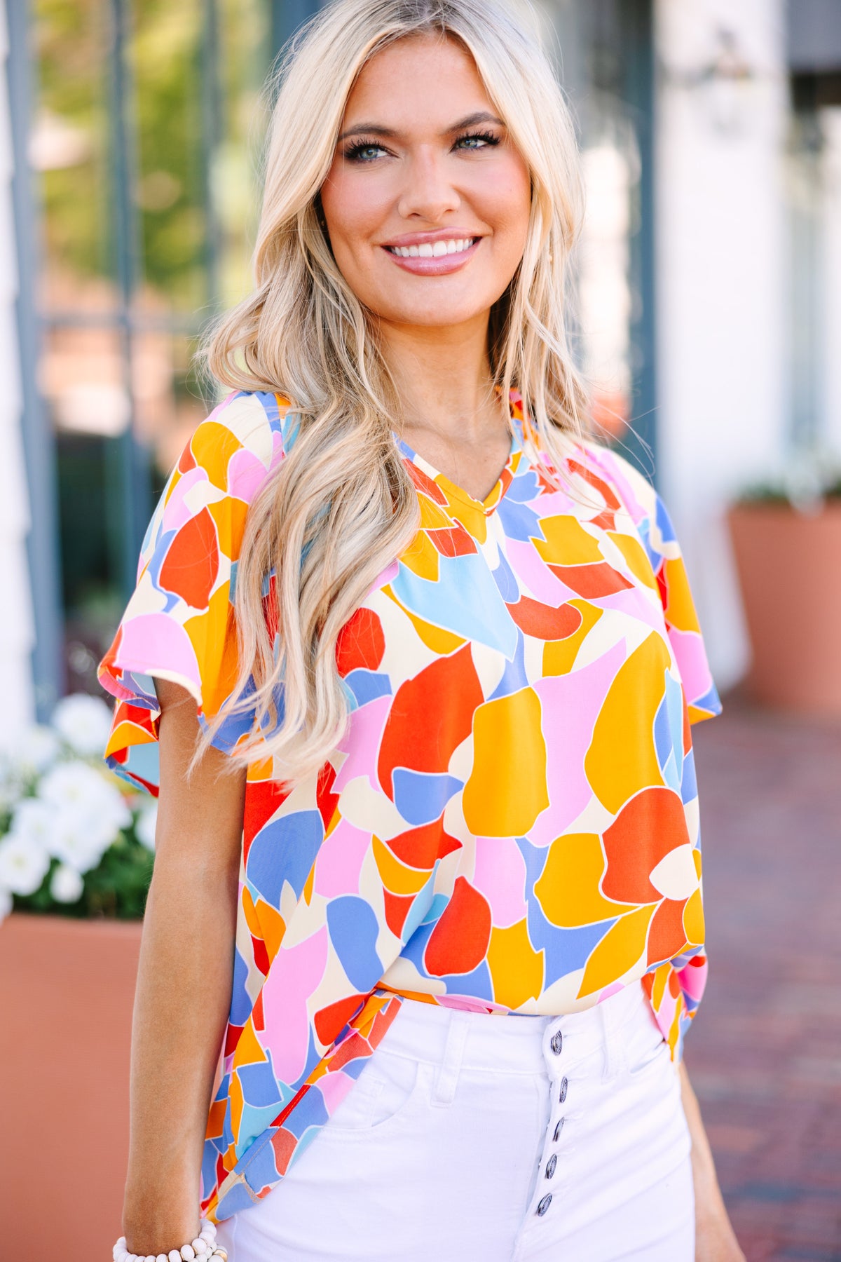 Easy Roads Yellow Abstract Blouse – Shop the Mint