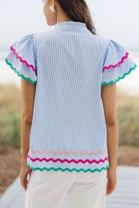 Have Some Fun Blue Striped Blouse