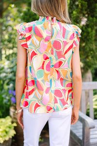 Abstract Printed Blouse, Blouse for Work, Versatile Abstract Blouse