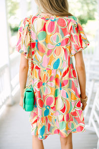 Colorful Abstract Printed Dress, Flowy Tiered Body Dress, Vibrant Abstract Dress