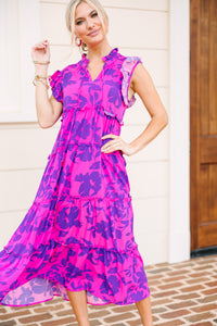 Show You Off Magenta Purple Floral Midi Dress