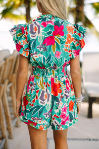 Wild Love Emerald Green Floral Romper