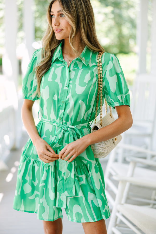 abstract printed dresses, green dresses for women, cute abstract dresses for women, cute boutique dresses