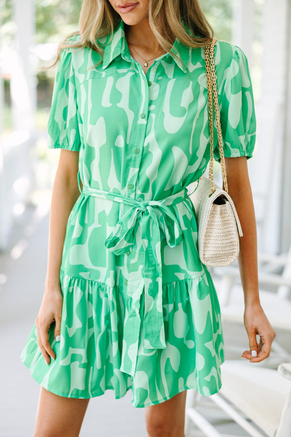 abstract printed dresses, green dresses for women, cute abstract dresses for women, cute boutique dresses