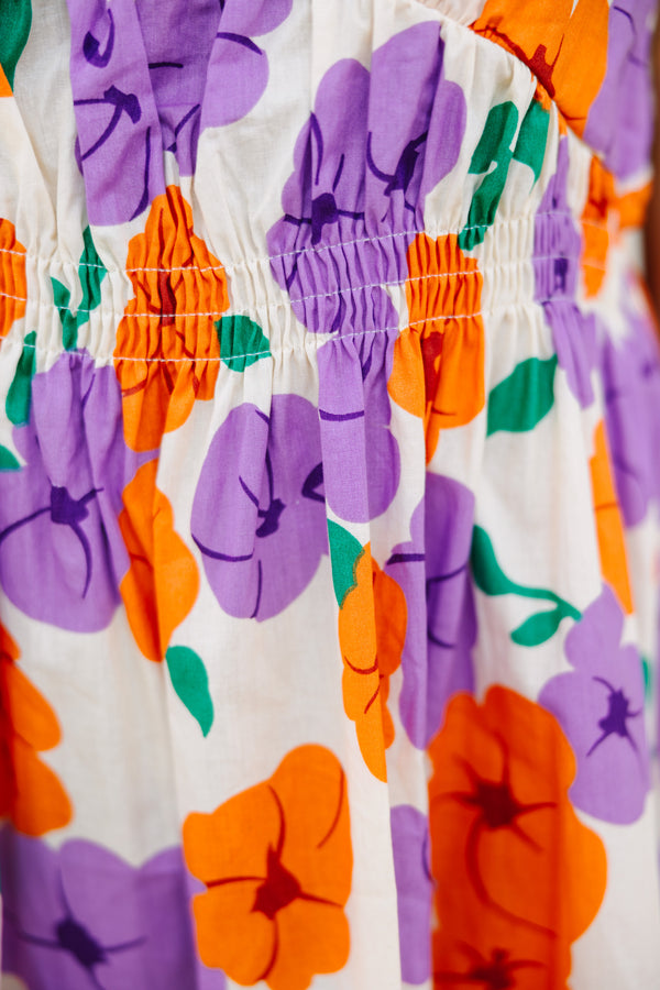 purple and orange dress All For You Orange Floral Midi Dress – Shop the Mint