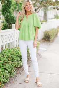 Just A Theory Lime Green Cotton Blouse