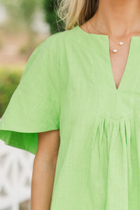 Just A Theory Lime Green Cotton Blouse