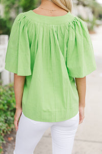 Just A Theory Lime Green Cotton Blouse