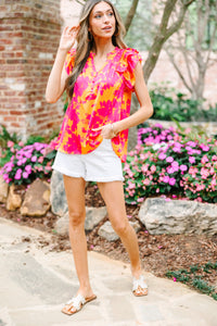 Love In The Air Sunkist Orange Floral Blouse