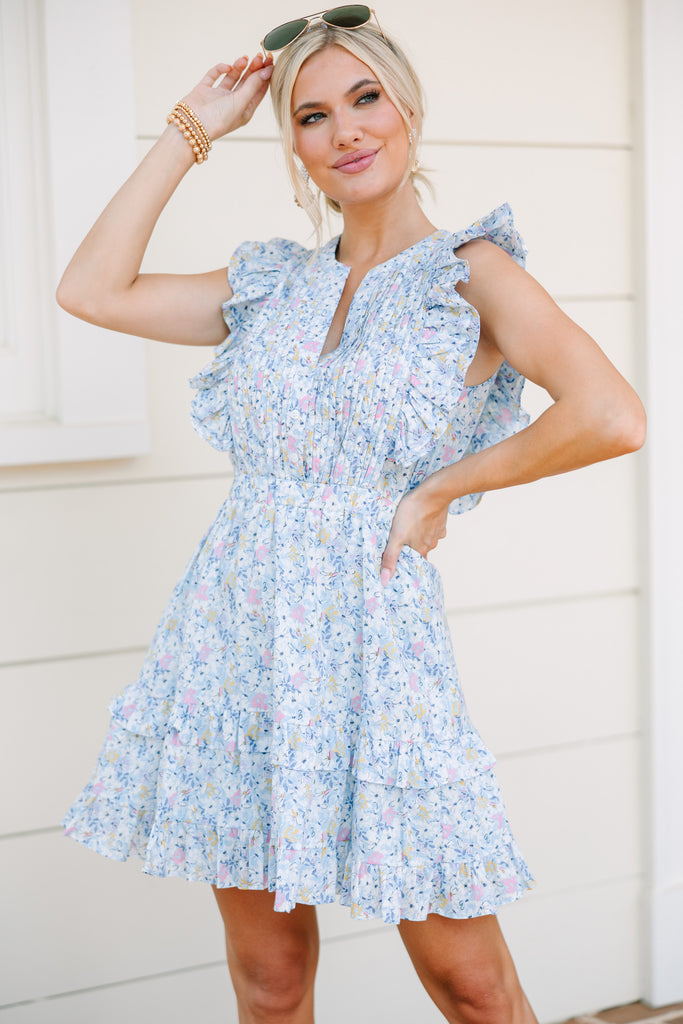 Garden Party Light Blue Ditsy Floral Mini Dress – Shop the Mint