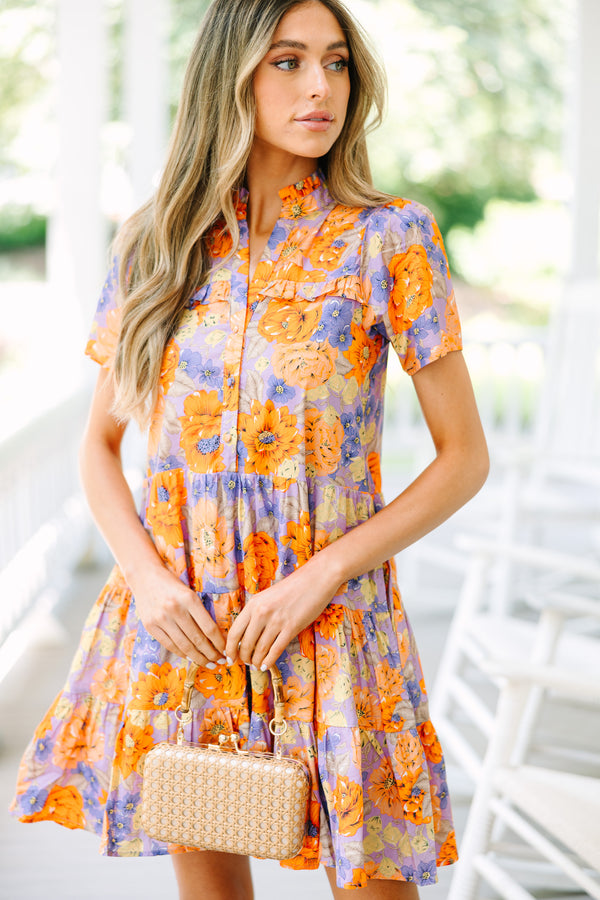 orange floral dress short Come And Get It Orange Floral Party Dress - US 2