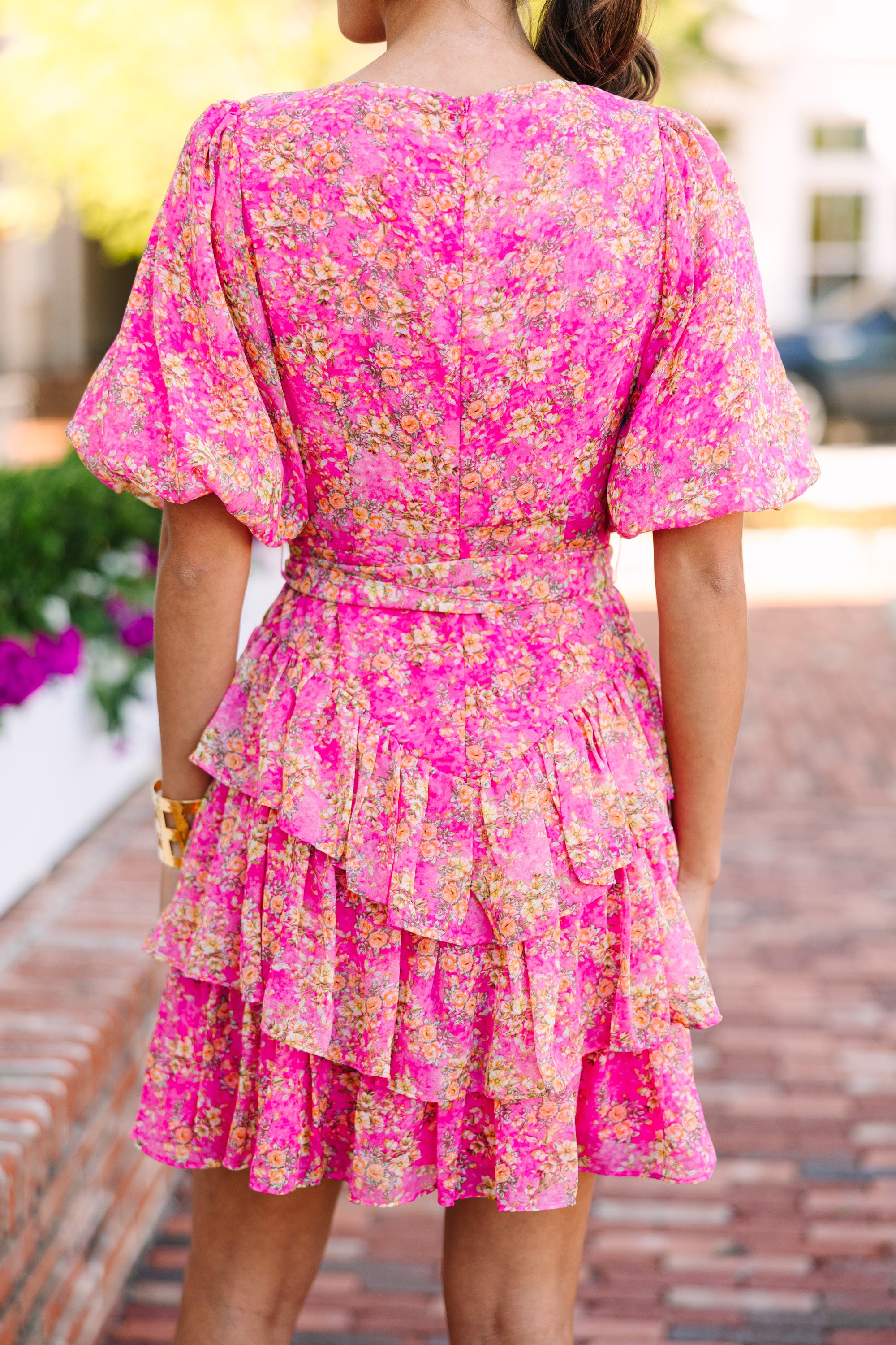 Where To Begin Fuchsia Pink Ditsy Floral DressN N N N N Shop
