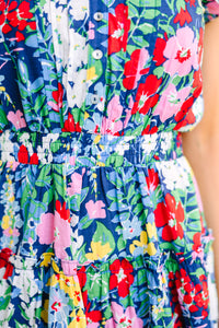 floral dress, navy blue dress, cute dress, women's dresses, cute women's boutique dresses