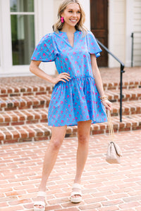 Calling On You Blue Floral Mini Dress