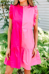THML: Just Think It Through Magenta Pink Colorblock Dress