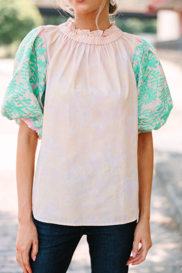 THML: Trust Me Pink Embroidered Blouse