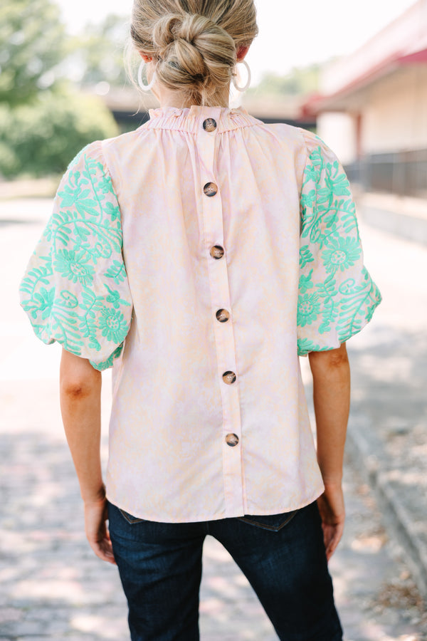 THML: Trust Me Pink Embroidered Blouse