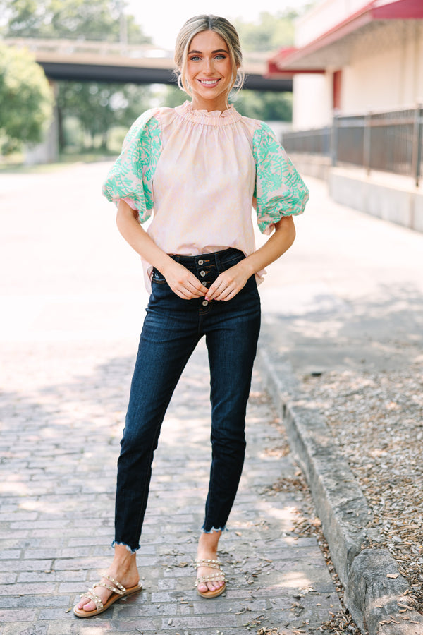THML: Trust Me Pink Embroidered Blouse