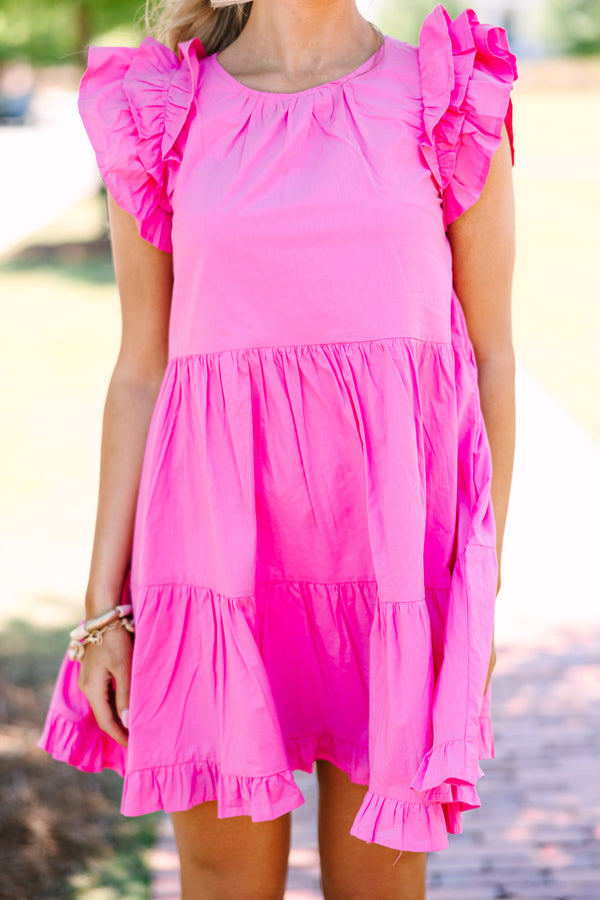 All In A Day Hot Pink Babydoll Dress