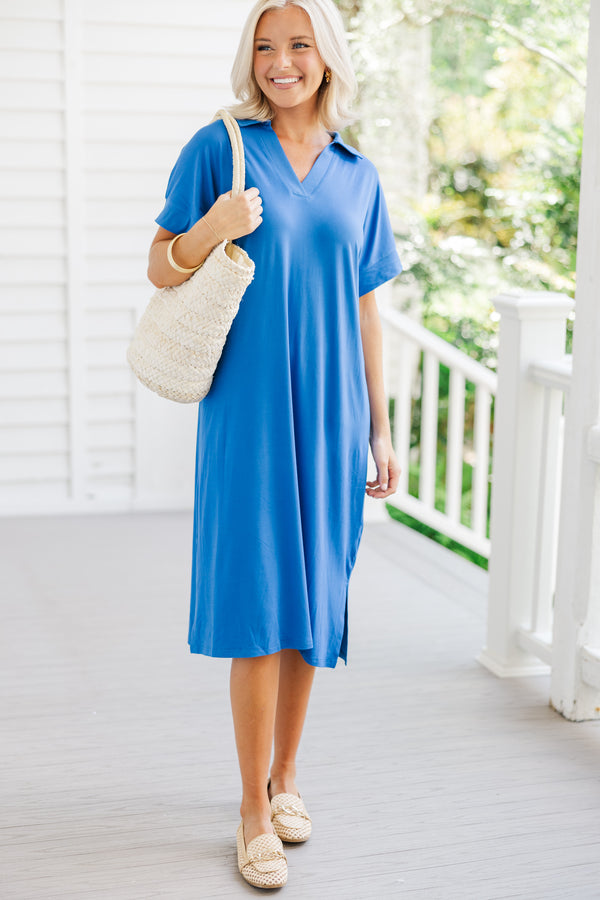 Just The Beginning Royal Blue Midi Dress Shop the Mint Just The Beginning Royal Blue Midi Dress Shop the Mint