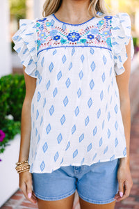 Looking Your Way Royal Blue Floral Top