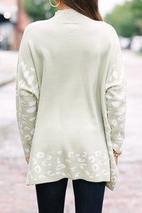 All In Theory Light Olive Green Leopard Sweater Tunic