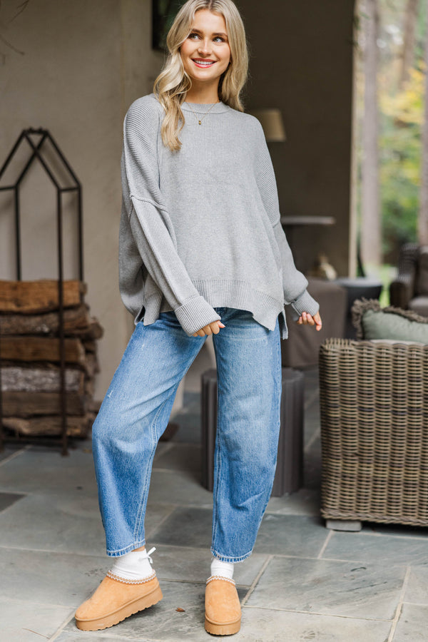 Give You Joy Heather Gray Dolman Sweater