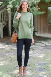 Perfectly You Olive Green Mock Neck Sweater