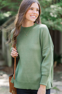 Perfectly You Olive Green Mock Neck Sweater