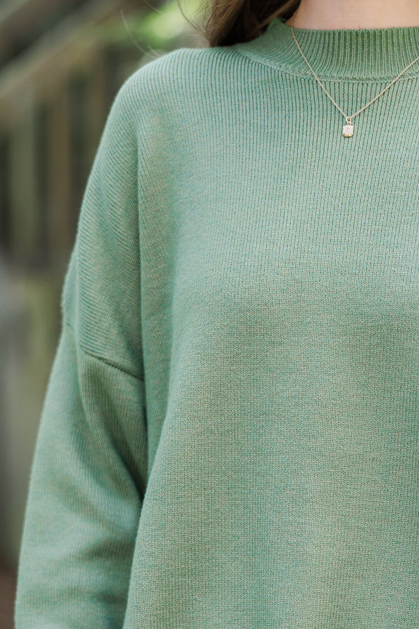 Perfectly You Olive Green Mock Neck Sweater