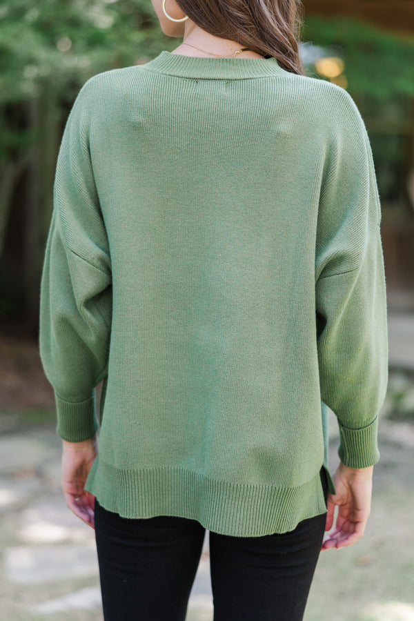 Perfectly You Olive Green Mock Neck Sweater