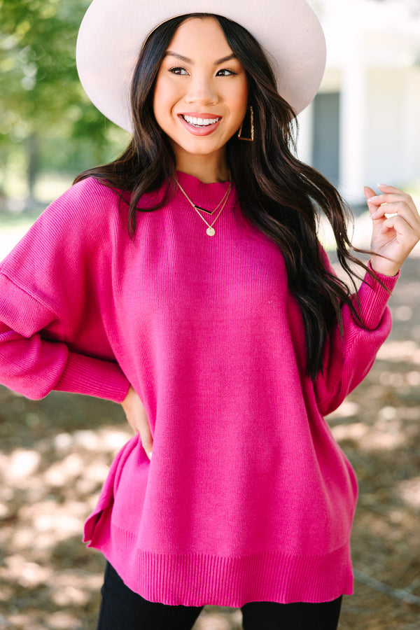 Perfectly You Magenta Pink Mock Neck Sweater – Shop the Mint