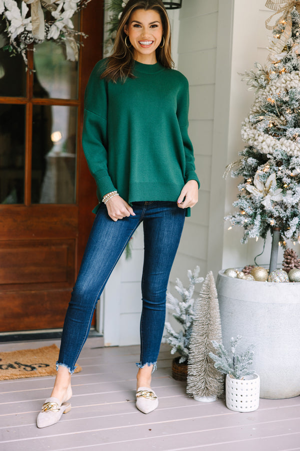 “Augusta” Mockneck Sweatshirt - Emerald Green main image 1