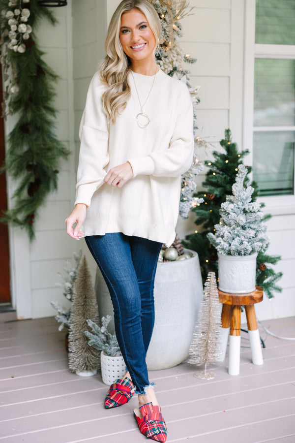 Perfectly You Cream White Mock Neck Sweater – Shop the Mint