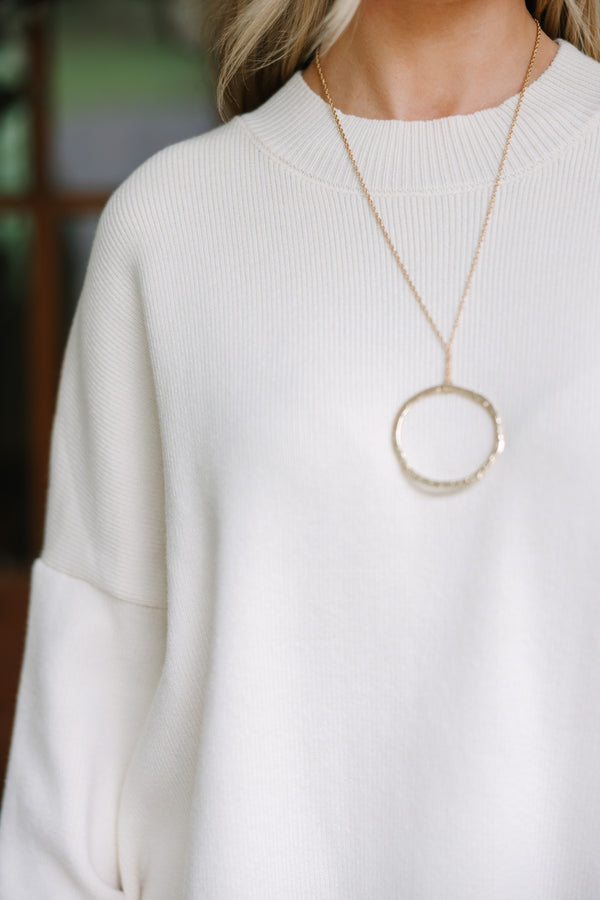 Perfectly You Cream White Mock Neck Sweater