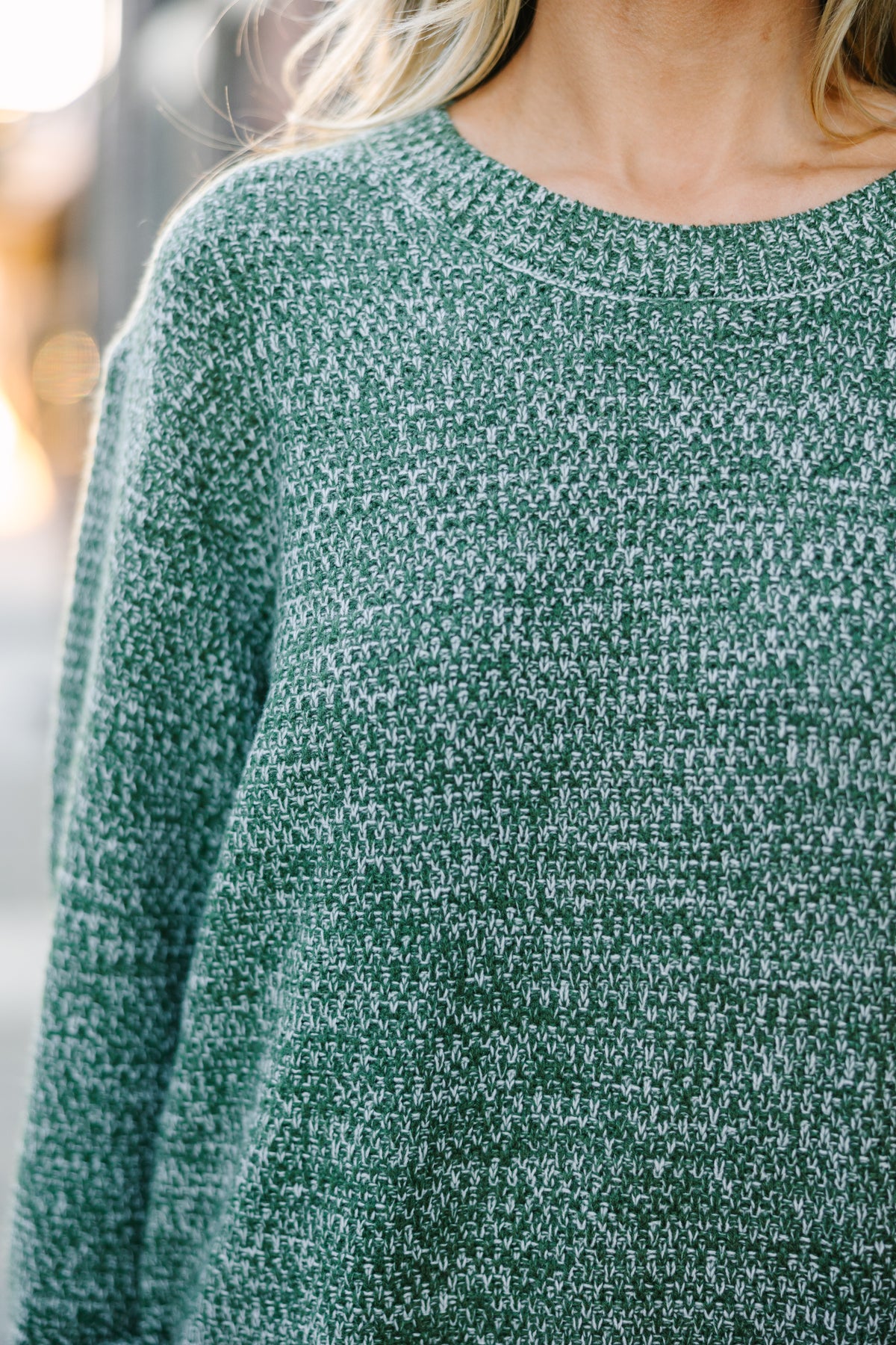 Olive Green White Trim Long Sleeved Sweater