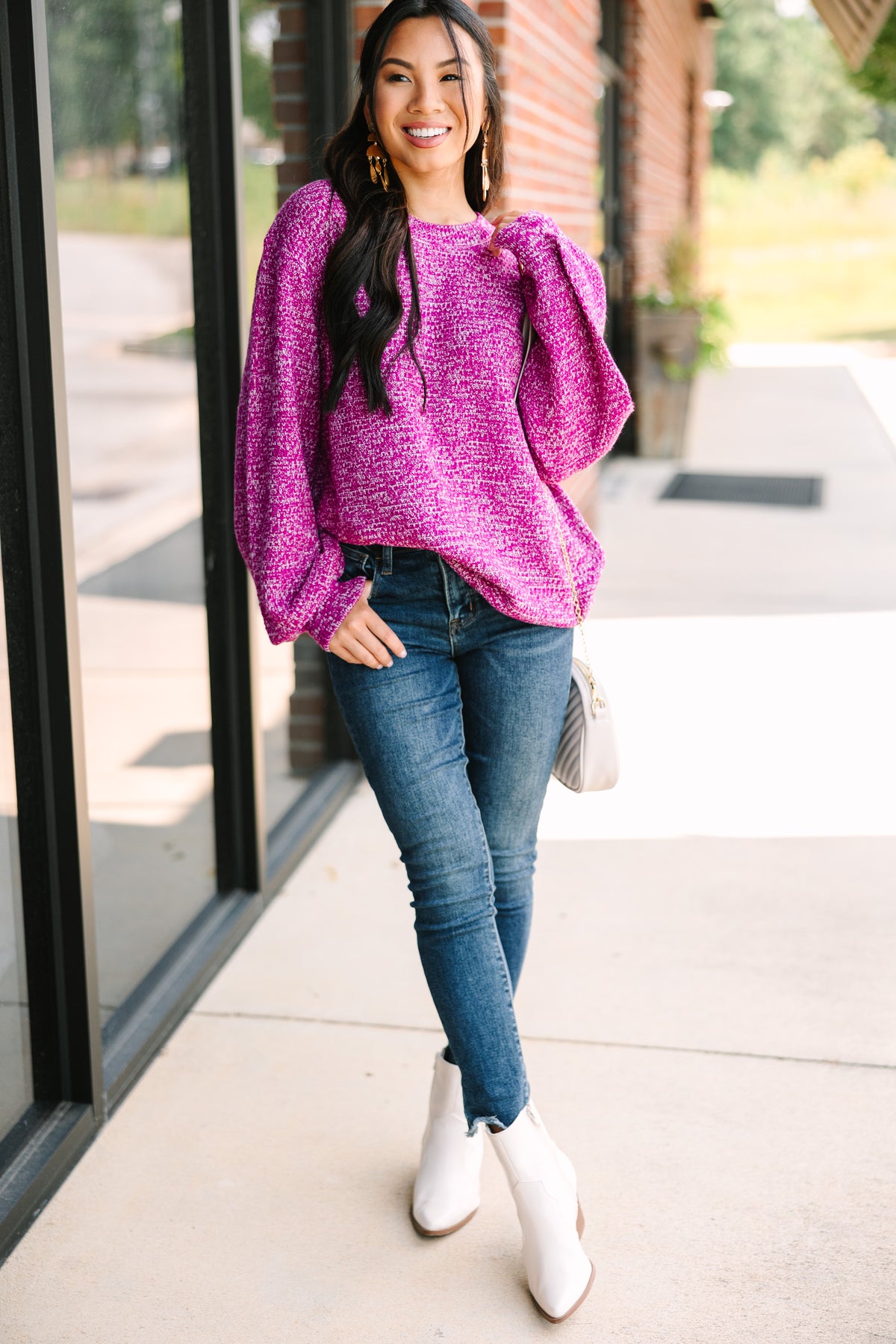 Magenta Metallic SS Sweater main image 1