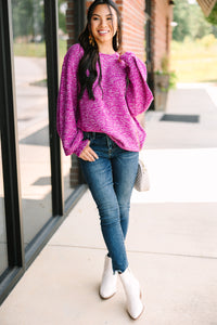 The Slouchy Magenta Pink Bubble Sleeve Sweater